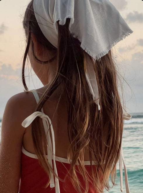 Hemp head scarf in White